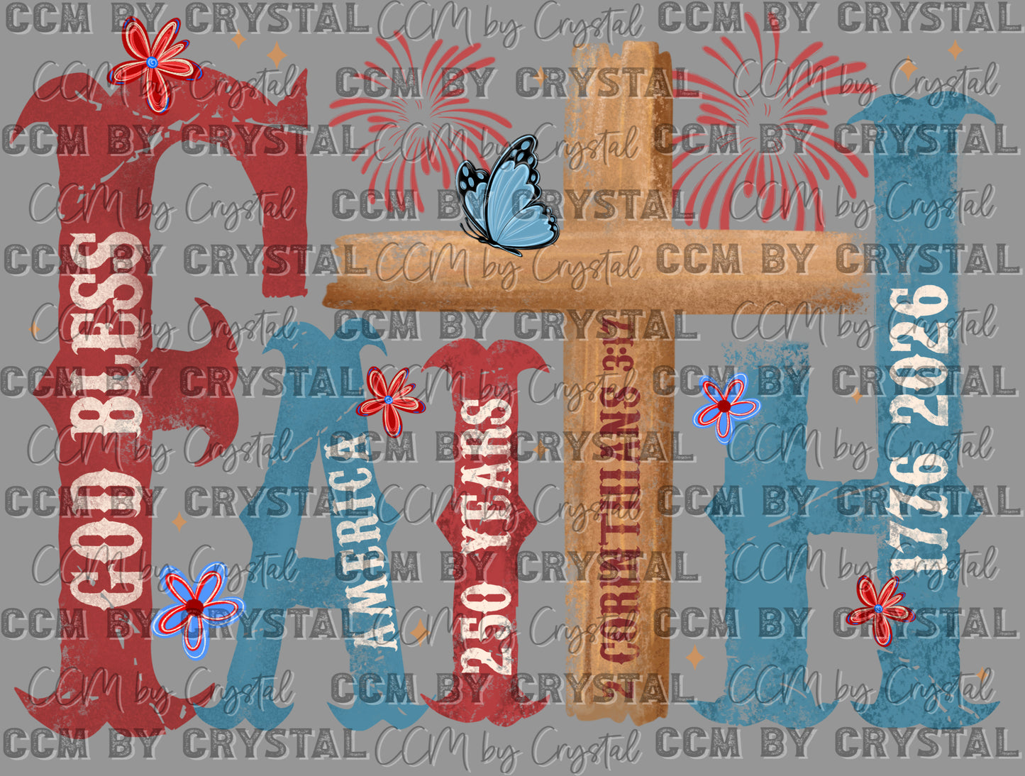 Faith USA 4th of July Patriotic Ready to Press DTF Transfers Sublimation Transfers