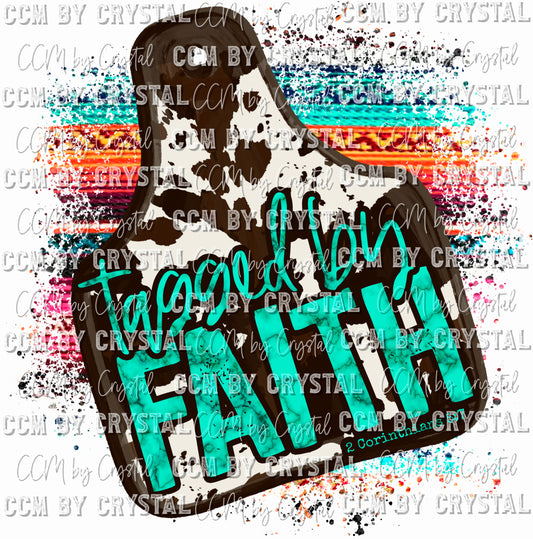 Faith Cow Tag Western Ready To Press Transfer DTF Sublimation