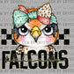 Falcons Cartoon Mascot Ready to Press Transfer DTF Transfer Sublimation Transfer