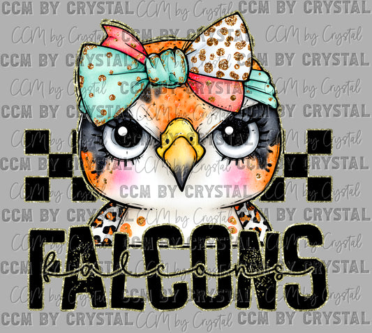 Falcons Cartoon Mascot Ready to Press Transfer DTF Transfer Sublimation Transfer
