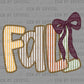 Fall Preppy Bow Ready to Press Transfer DTF Transfer Sublimation Transfer
