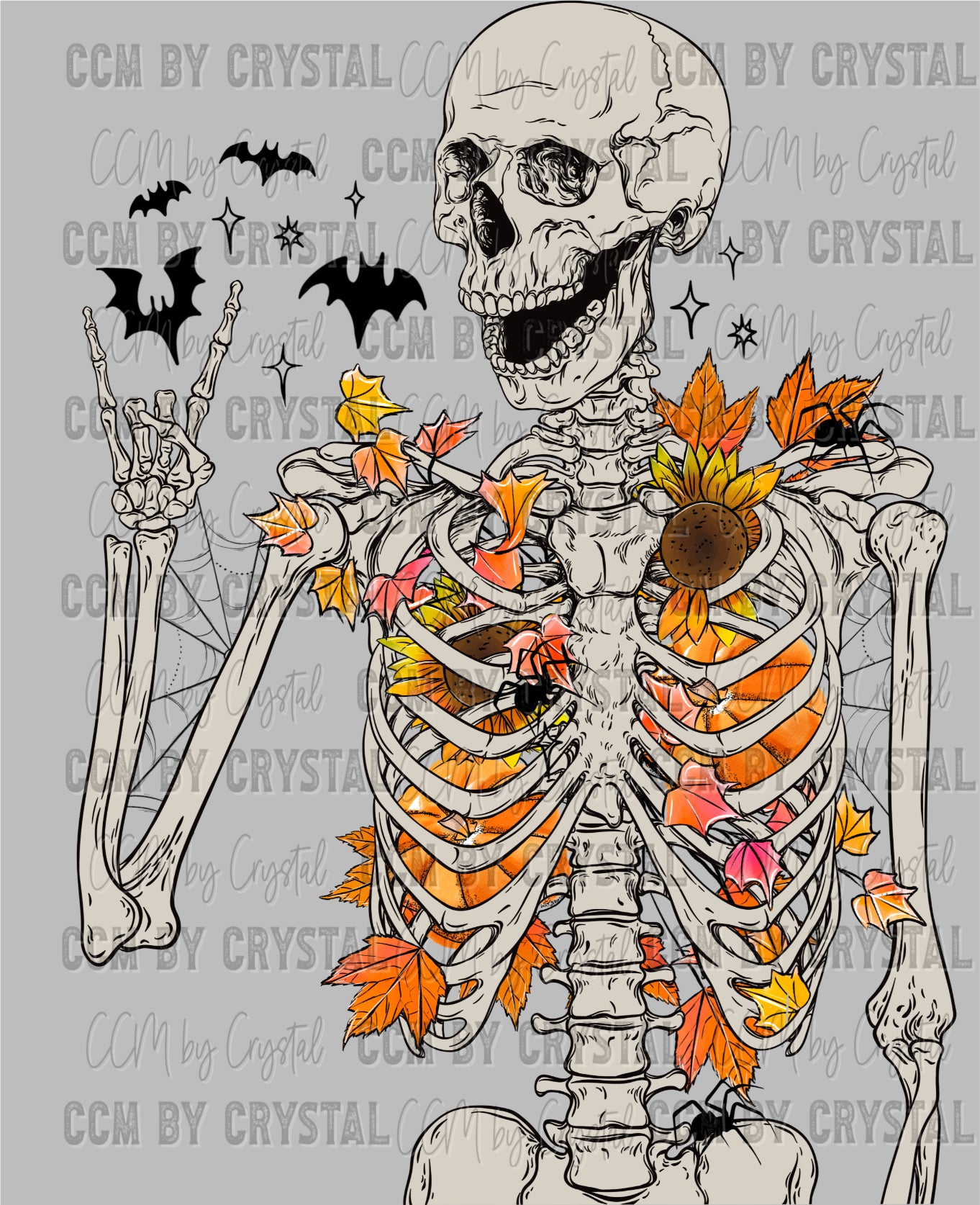 Skeleton Fall Leaves Ready to Press Transfer DTF Transfer Sublimation Transfer