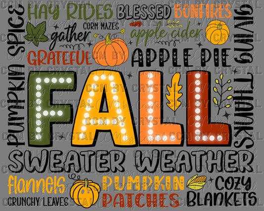 Fall Typography Thanksgiving Ready to Press Transfer DTF Transfer Sublimation Transfer