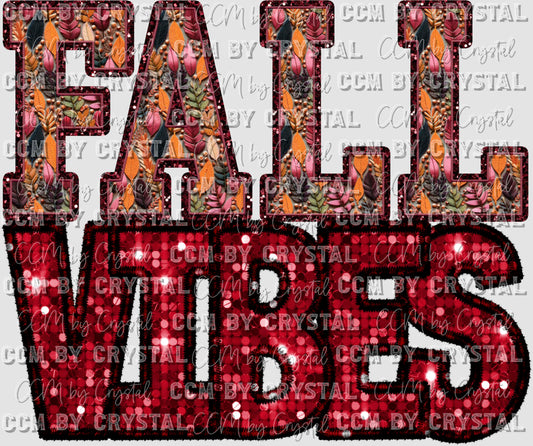 Fall Vibes Thanksgiving Faux Embroidery Fall Halloween Ready to Press Transfer