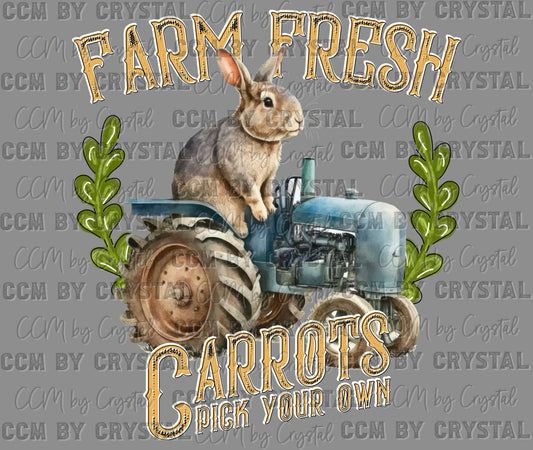 Farm fresh Carrots Bunny Western Ready to Press Transfer DTF Transfer Sublimation Transfer