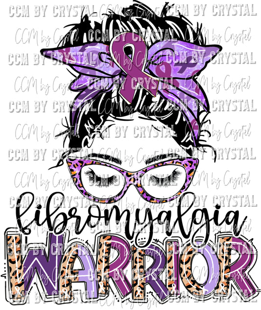 Fibromyalgia Warrior Messy Bun Ready to Press Transfer