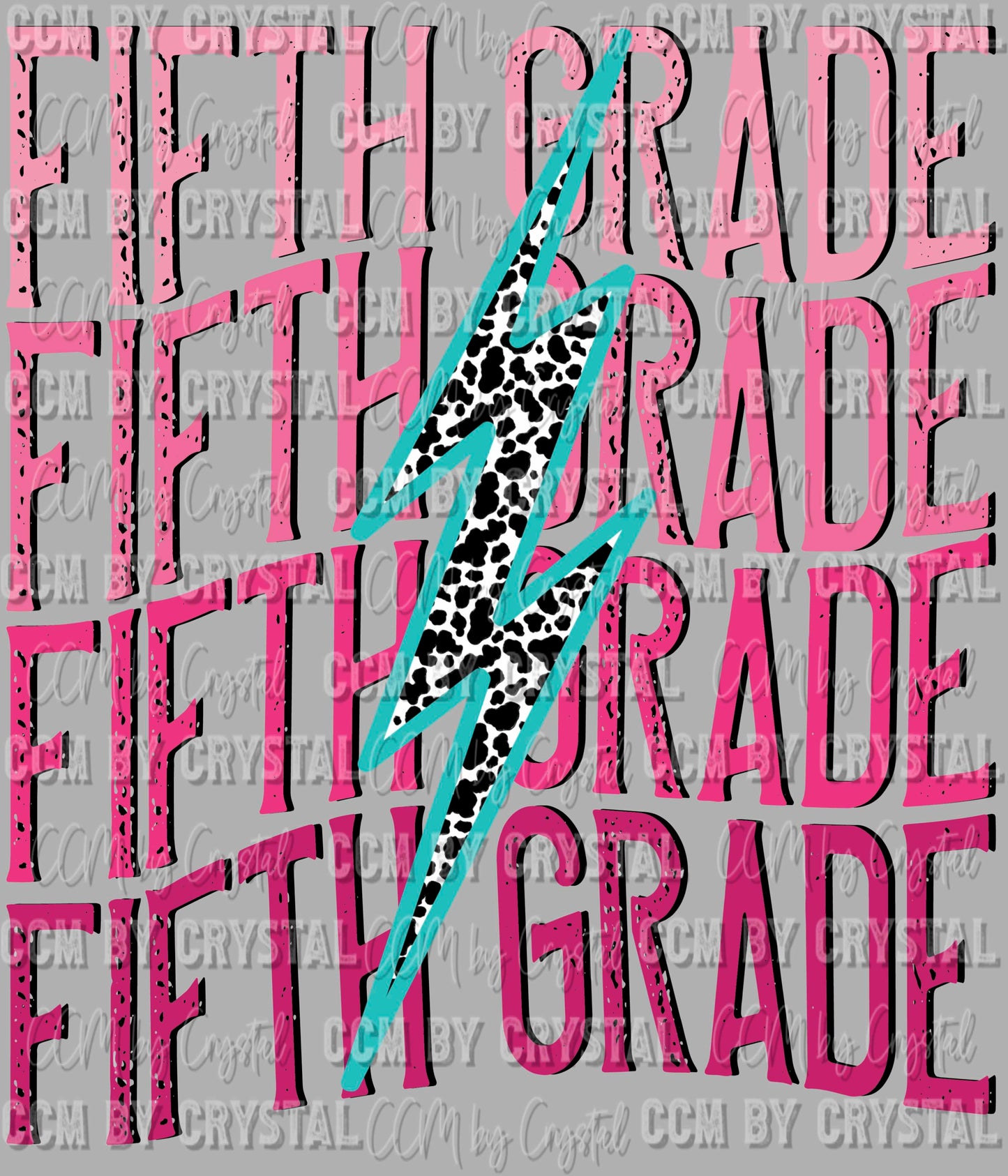 Fifth Grade Lightning Bolt Ready to Press Transfer