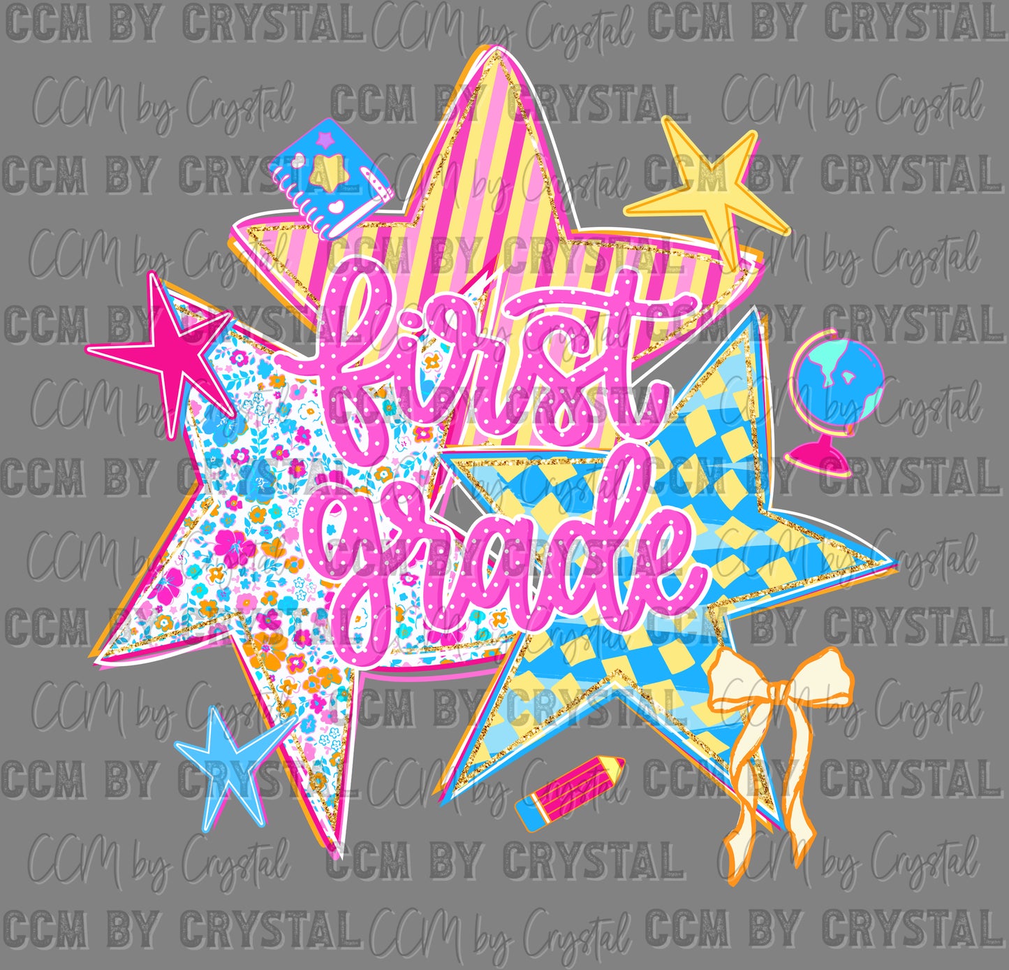 First 1st Girly Stars Back to School Ready to Press DTF Transfers Sublimation Transfers