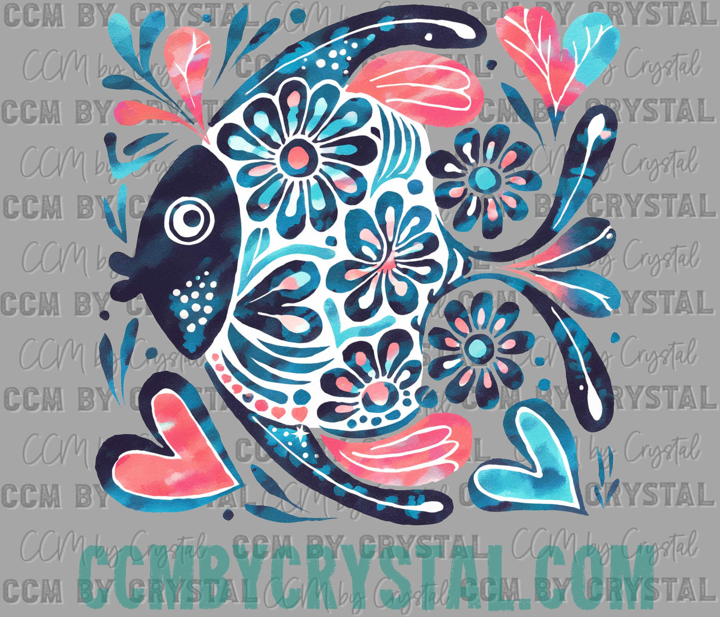 Floral Fish Summer Ready to Press Transfer DTF Transfer Sublimation Transfer