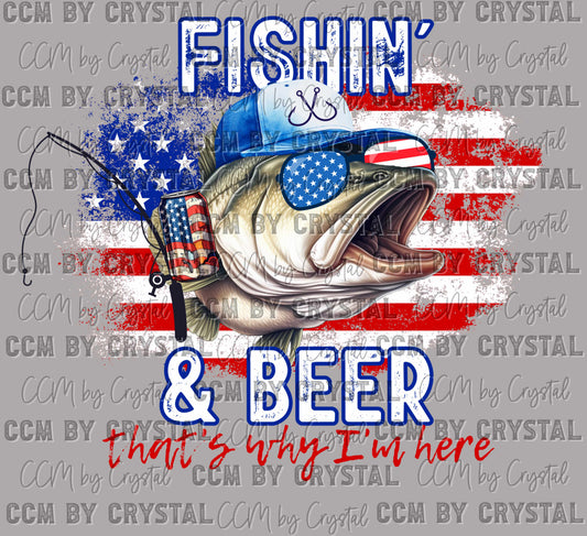 USA Fishin and Beer That's Why I'm Here Ready to Press Transfer