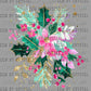Christmas Floral Pink Ready to Press Transfer Instant Peel DTF Transfer Sublimation Transfer
