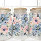 Pink, Blue Wildflowers Floral UV Transfer 16oz Libby Glass Can Wrap Ready to Apply
