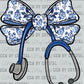 Bow Stethoscope Floral Nurse Ready to Press Transfer DTF Transfer Sublimation Transfer