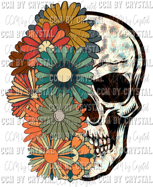 Floral Skeleton Skellie Ready to Press Transfer