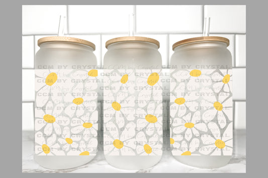 Flowers Summertime Transfer 16oz Libby Glass Can Wrap Ready to Apply