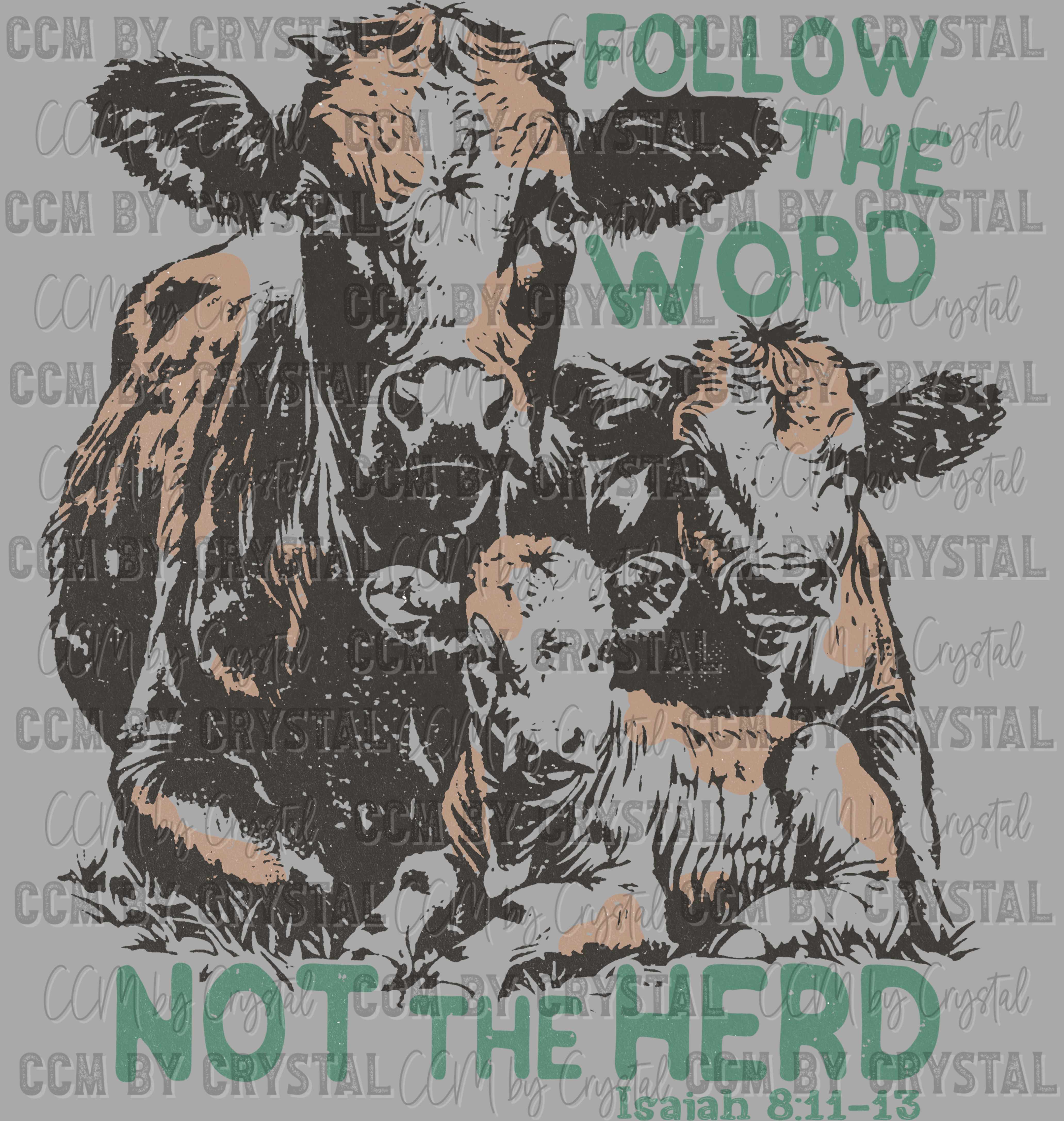 Follow the Word Not the Herd Cow Ready to Press Transfer DTF Transfer ...