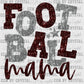 Football Mama Maroon and Silver Faux Sequins Ready to Press Transfer DTF Transfer Sublimation Transfer