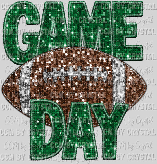 Copy of Game Day Football Faux Sequins Faux Embroidery Ready To Press Transfer