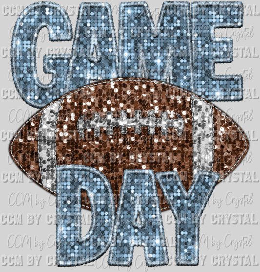 Game Day Football Faux Sequins Faux Embroidery Ready To Press Transfer
