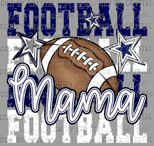 Football Mama Navy Grey White Ready to Press Transfer DTF Transfer
