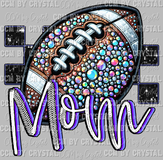 Football Mom Faux Rhinestones Effect Ready to Press Transfer DTF Transfer Sublimation Transfer
