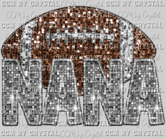 Football Nana Faux Embroidery Faux Sequins Ready to Press Transfer