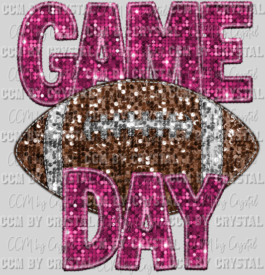 Game Day Football Faux Sequins Faux Embroidery Ready To Press Transfer