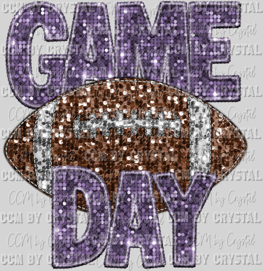 Game Day Football Faux Sequins Faux Embroidery Ready To Press Transfer