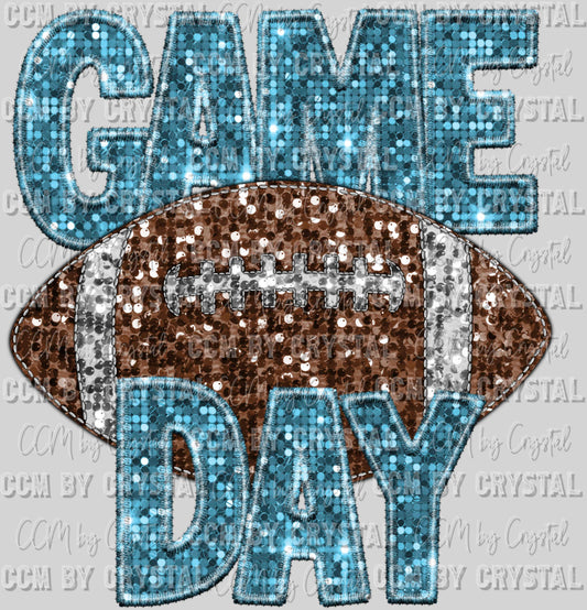 Game Day Football Faux Sequins Faux Embroidery Ready To Press Transfer