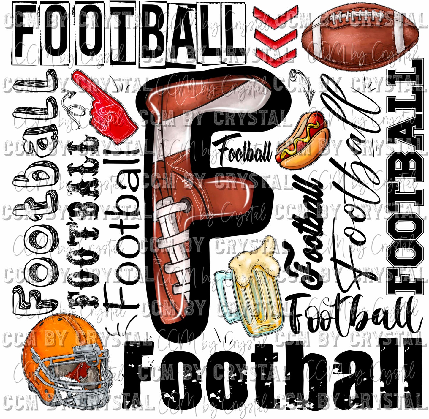 Football Word Art Ready to Press Transfer