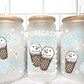 Christmas Snowman Ice-cream White UV Transfer 16oz Libby Glass Can Wrap Ready to Apply