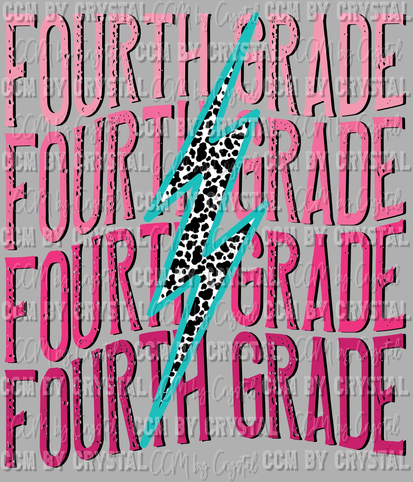 Fourth Grade Lightning Bolt Ready to Press Transfer