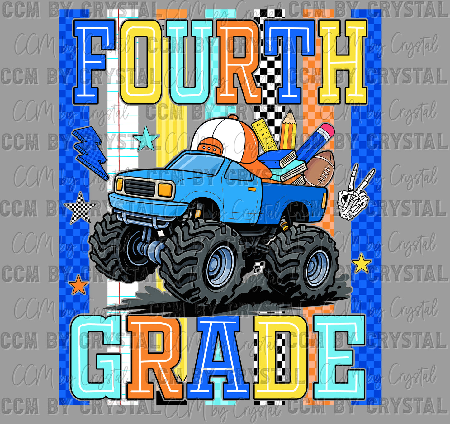 4th Fourth Grade Monster Truck Back to School Ready to Press Transfer Direct to Film DTF Transfers