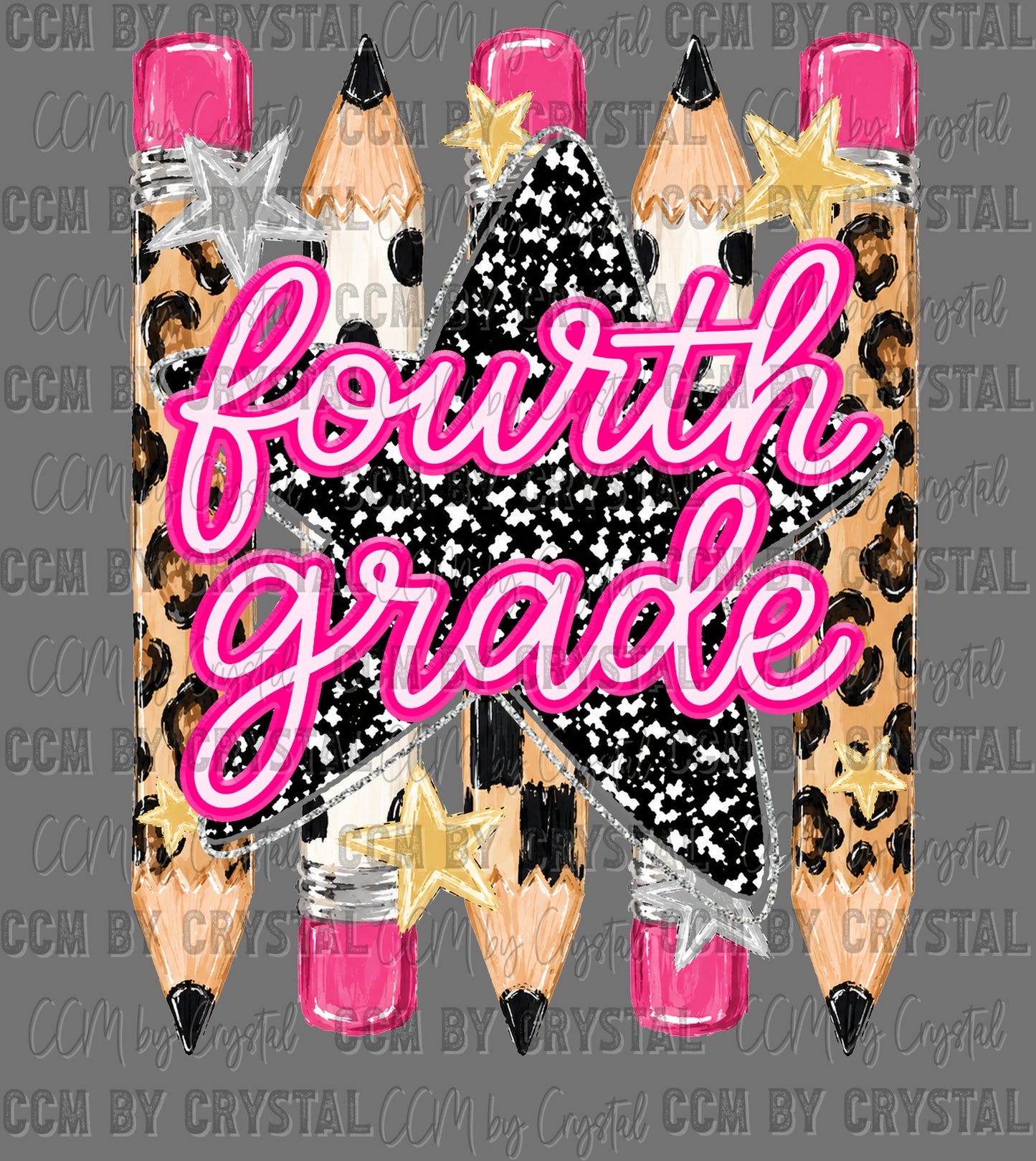Fourth 4th Grade Leopard Pencils Back to School Ready to Press Transfer Direct to Film DTF Transfers