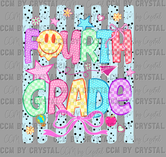 Fourth 4th Girly Pastel Back to School Ready to Press DTF Transfers Sublimation Transfers