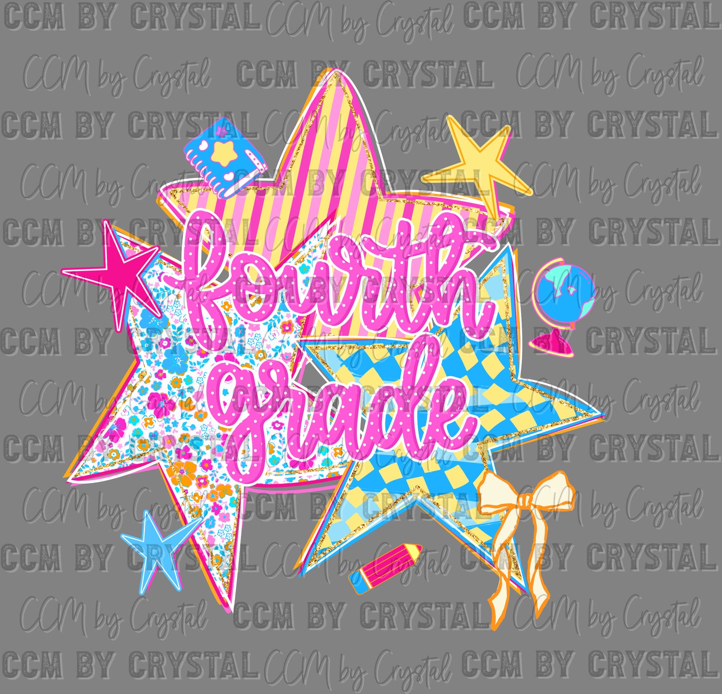 Fourth 4th Girly Stars Back to School Ready to Press DTF Transfers Sublimation Transfers