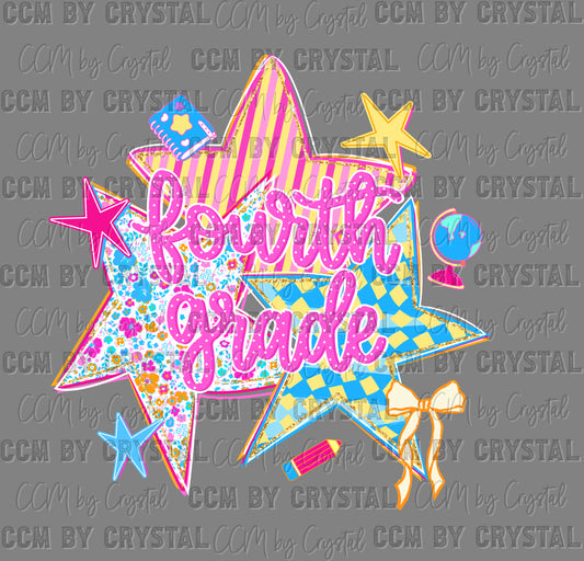 Fourth 4th Girly Stars Back to School Ready to Press DTF Transfers Sublimation Transfers