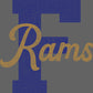 F Rams 2-Color Approximately 11" wide Spangle Transfer