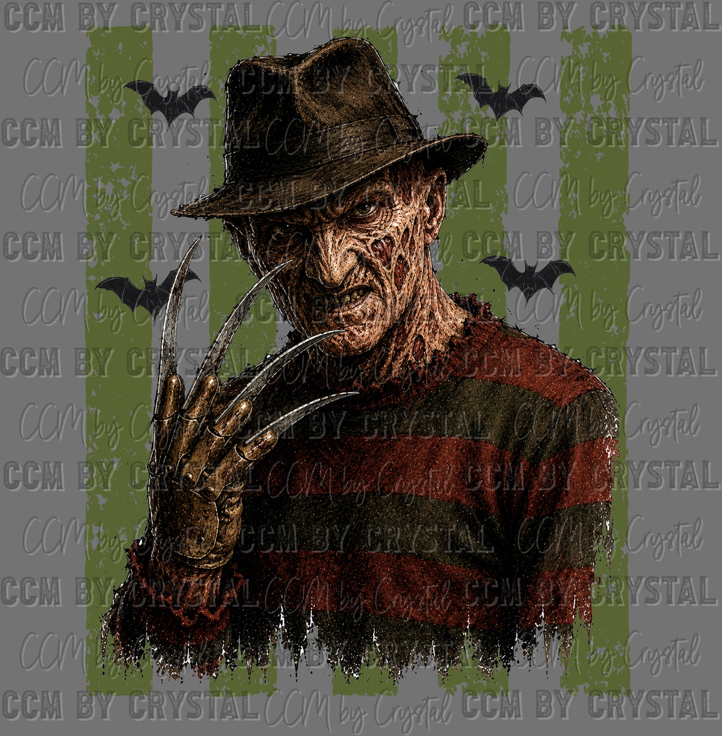 Horror Burnt Guy Knives Hand Halloween Ready to Press DTF Transfers Sublimation Transfers