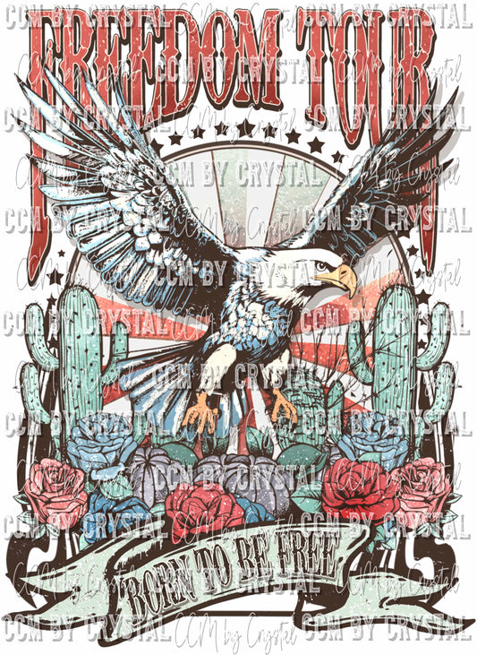 Freedom Tour Born to be Free Fourth of July Patriotic Ready to Press Transfer