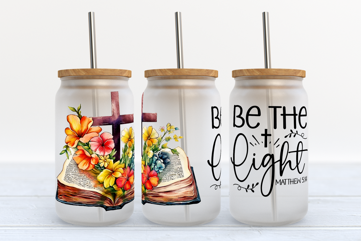 Be The Light Matthew 5:14 UV Transfer 16oz Libby Glass Can Wrap Ready to Apply