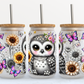 Owl Floral UV Transfer 16oz Libby Glass Can Wrap Ready to Apply