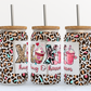 Valentine's leopard XoXo UV DTF Transfer 16oz Libby Glass Can Wrap Ready to Apply