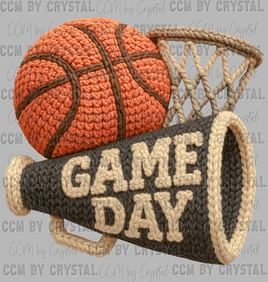 Game Day Basketball Faux yarn Ready to Press Transfer Instant Peel DTF Transfer Sublimation Transfer
