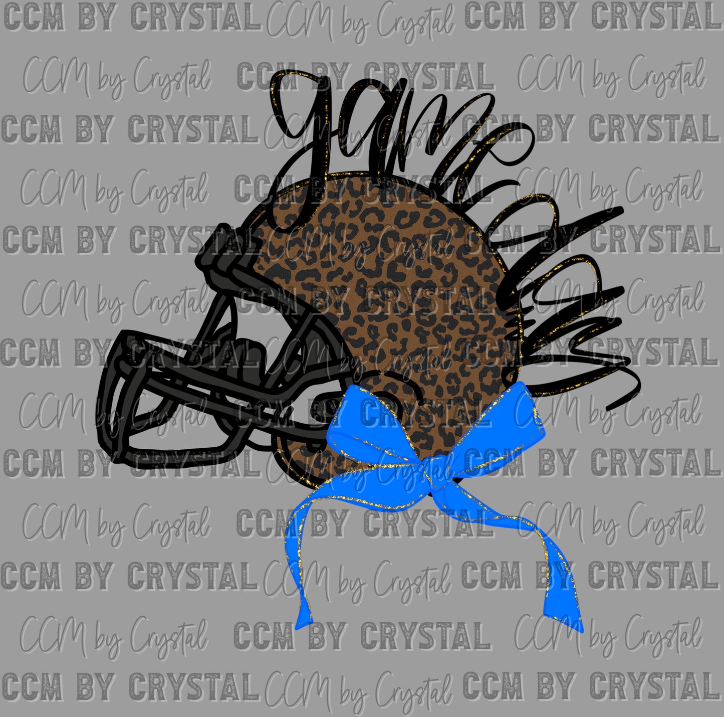 Leopard Football Blue Ready to Press Instant Peel DTF Transfers Sublimation Transfers