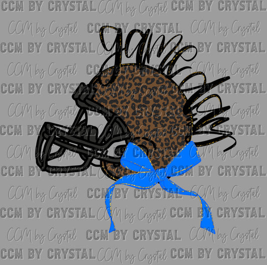Leopard Football Blue Ready to Press Instant Peel DTF Transfers Sublimation Transfers