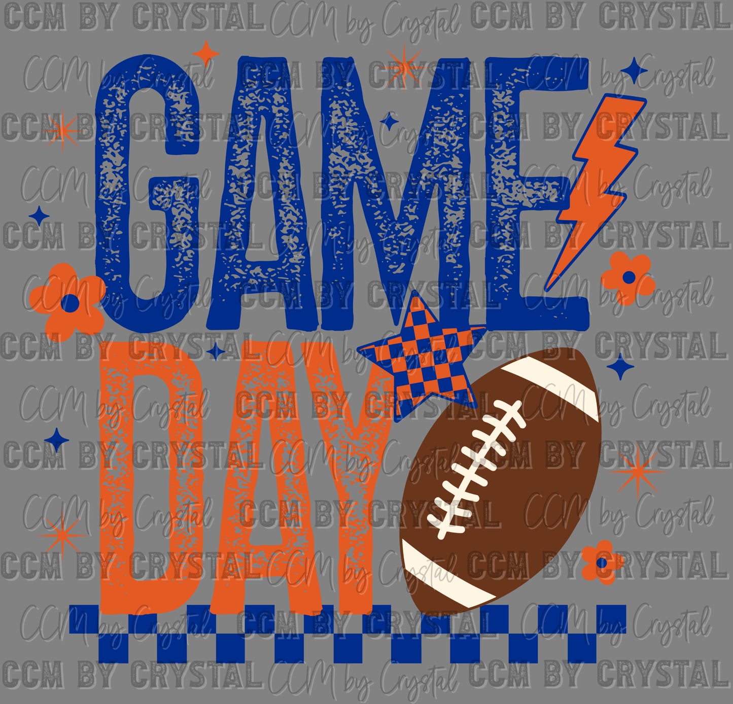 Game Day Blue Orange Football Ready to Press DTF Transfers Sublimation Transfers