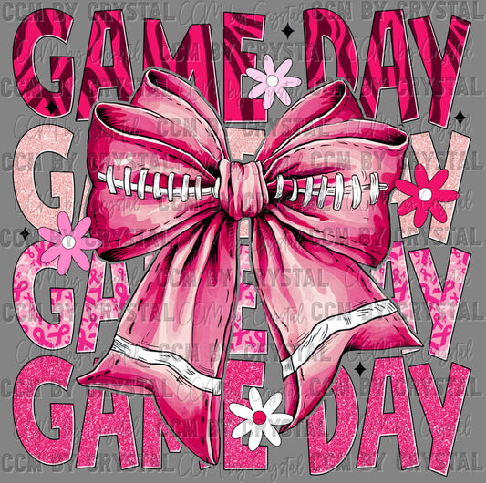 Game Day Stacked Breast Cancer Awareness Ready to Press Transfer DTF Transfer Sublimation Transfer