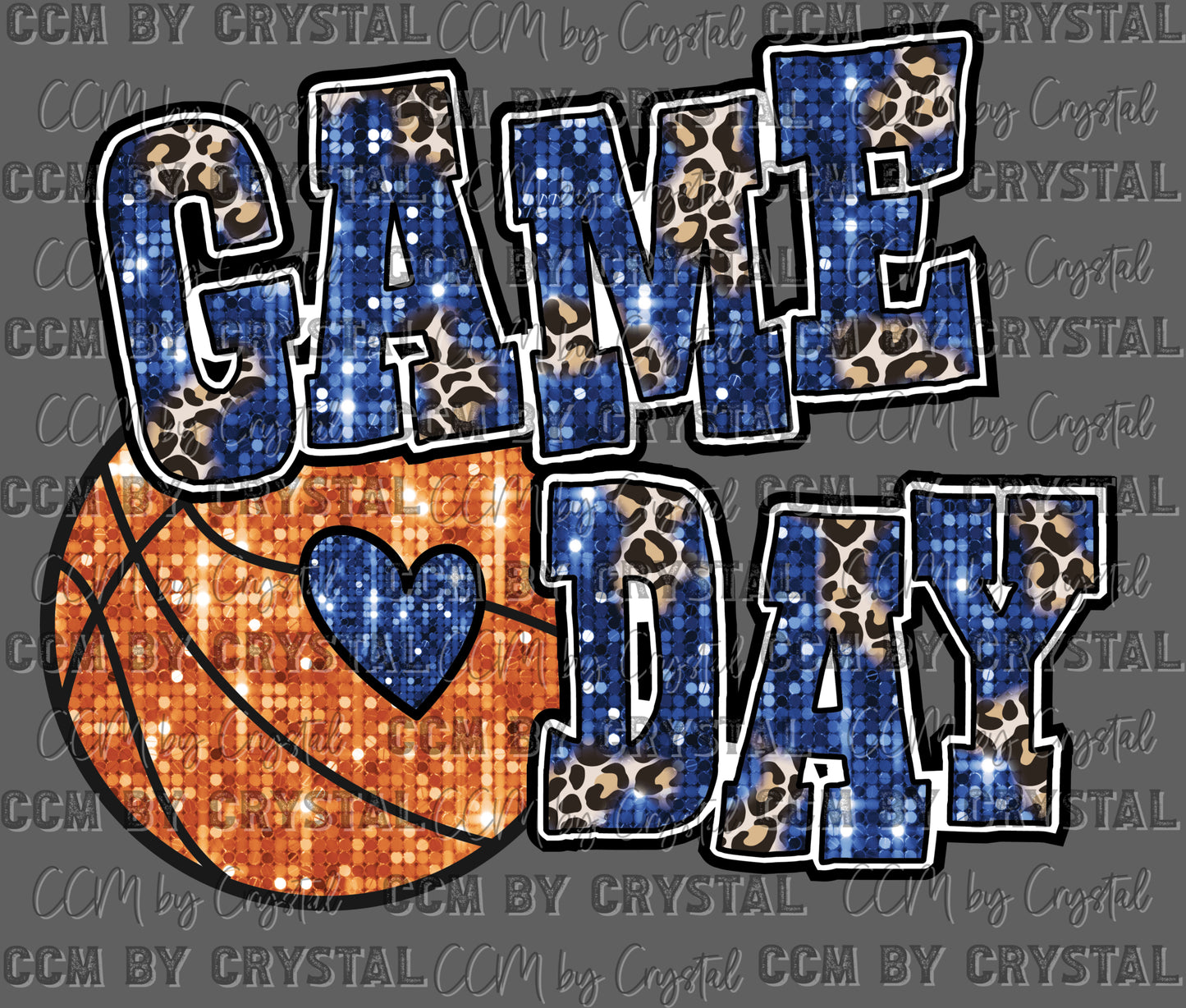 Game Day Basketball Faux Fake Sequins Ready to Press Transfer Instant Peel DTF Transfer Sublimation Transfer