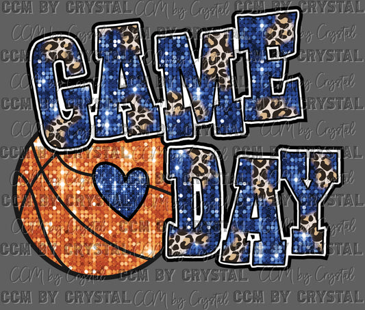 Game Day Basketball Faux Fake Sequins Ready to Press Transfer Instant Peel DTF Transfer Sublimation Transfer